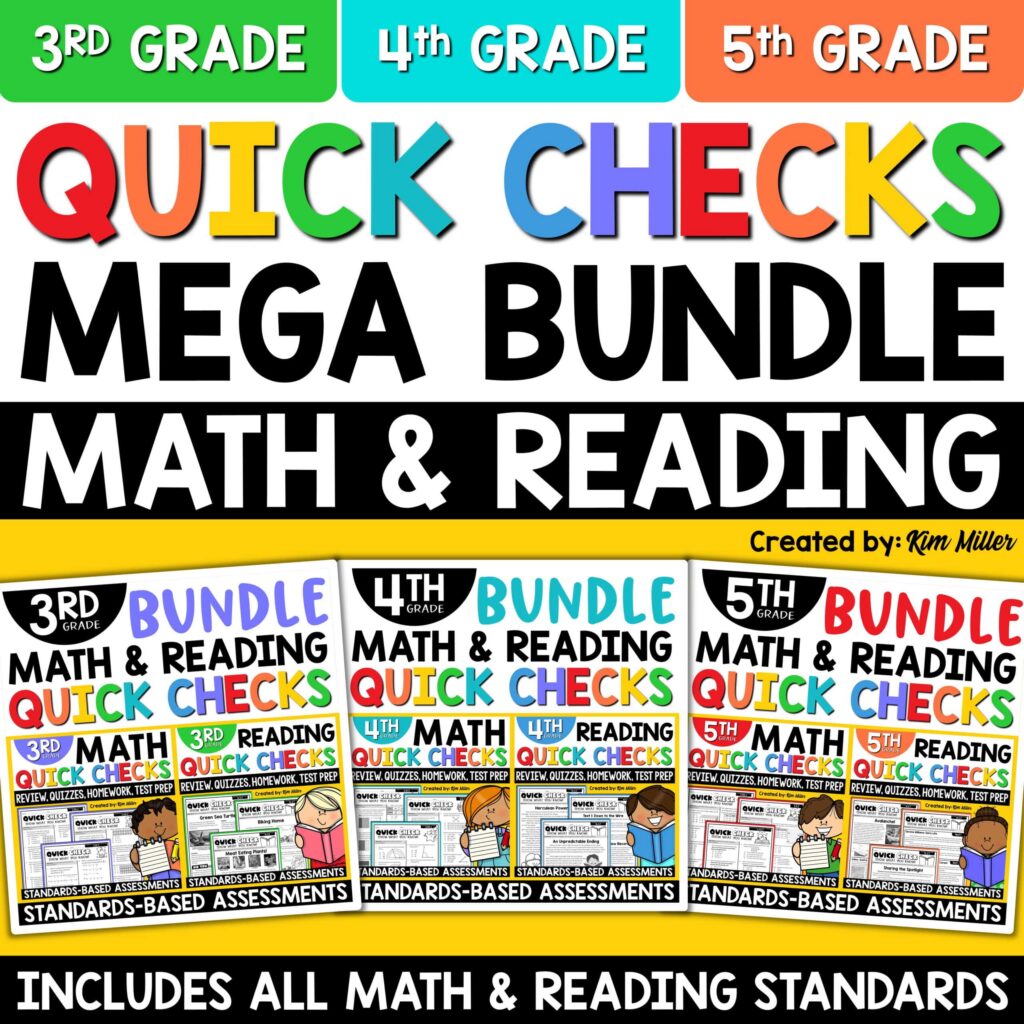 3rd 4th 5th Grade Math Spiral Review Ela Test Prep Reading Comprehension Bundle