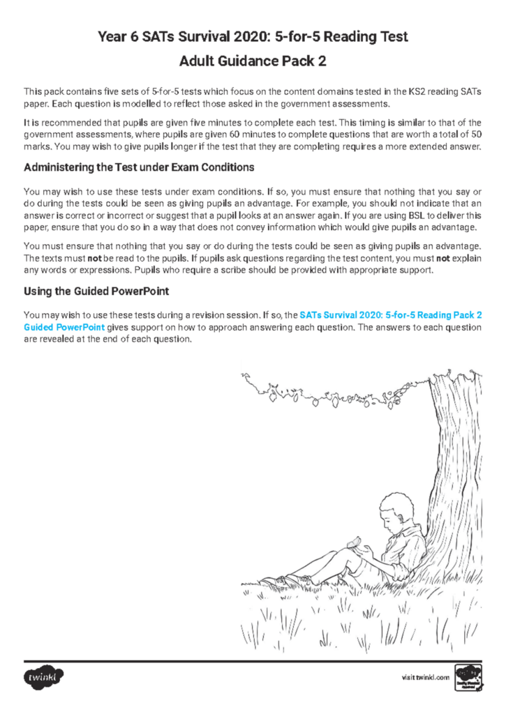 5 For 5 Reading Test Pack 2 Adult Guidance 5 For 5 Reading Test Pack 2 Adult Guidance