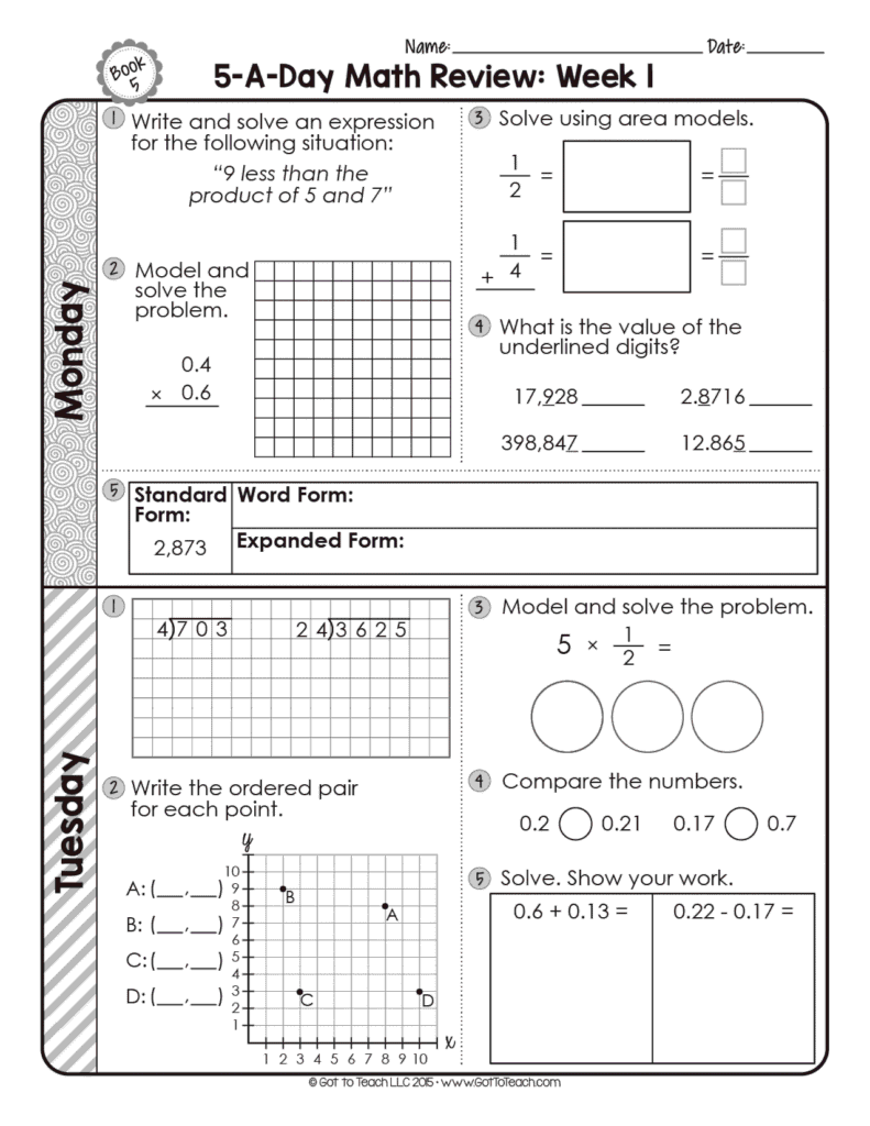 5th Grade Daily Math Review 5th Grade Daily Math Review