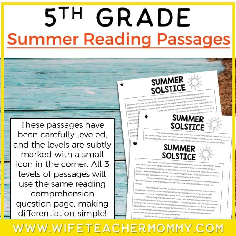 5th Grade Summer Reading Passages Printable Version 5th Grade Summer Reading Passages Printable Version