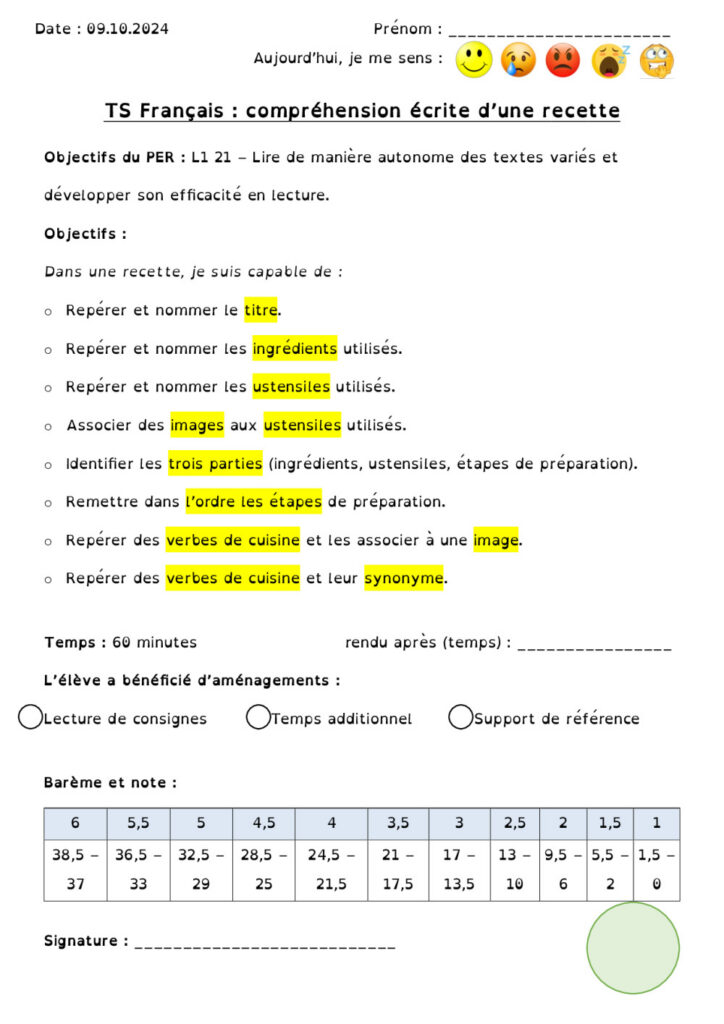 6p Ts Comprehension Ecrite Dune Recette 6p Ts Comprehension Ecrite Dune Recette