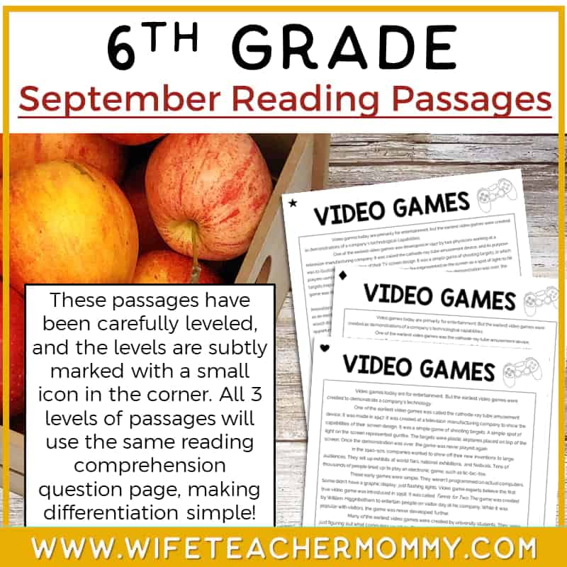 6th Grade September Reading Passages Printable Version 6th Grade September Reading Passages Printable Version
