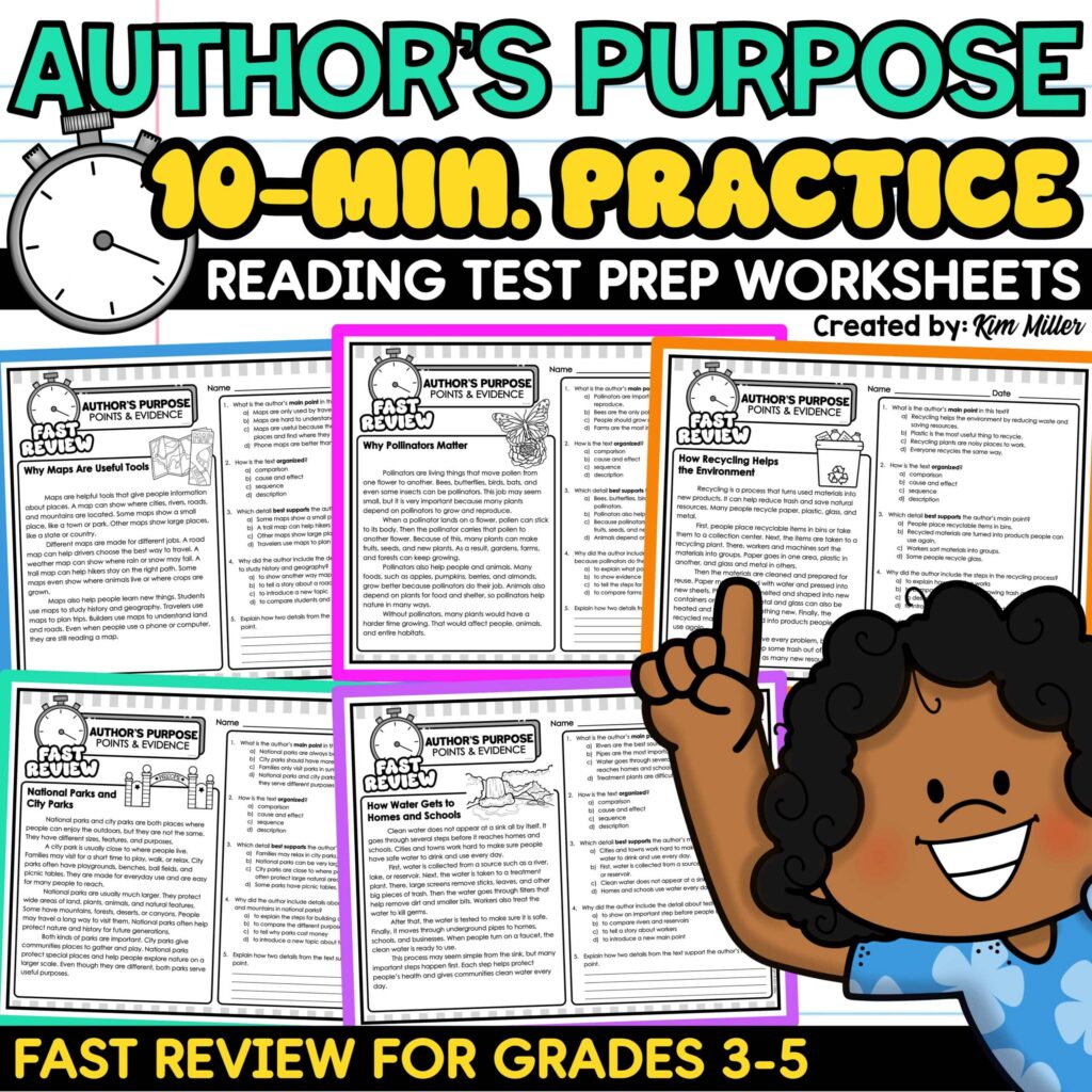 Authors Purpose Worksheets Reading Passages 3rd 4th 5th Grade Ela Test Prep Authors Purpose Worksheets Reading Passages 3rd 4th 5th Grade Ela Test Prep
