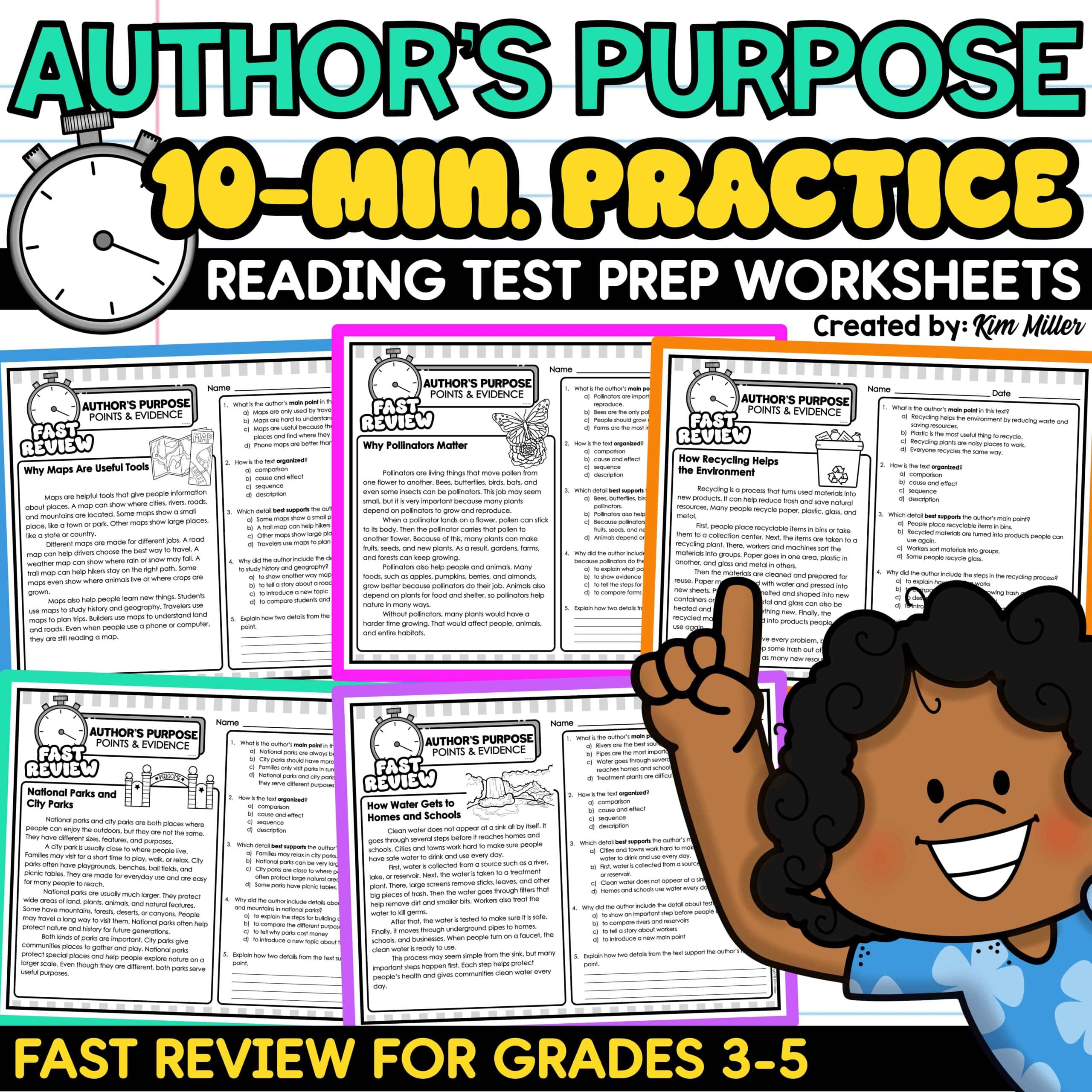 Authors Purpose Worksheets Reading Passages 3rd 4th 5th Grade Ela Test Prep