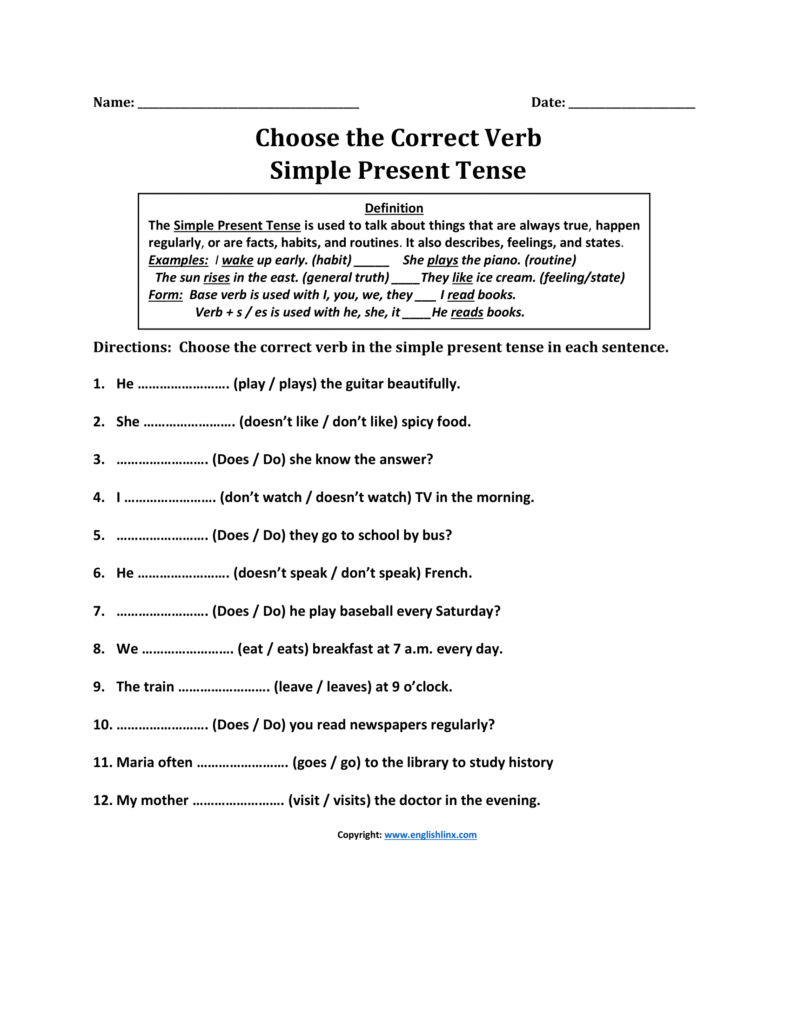 Choose The Correct Verb