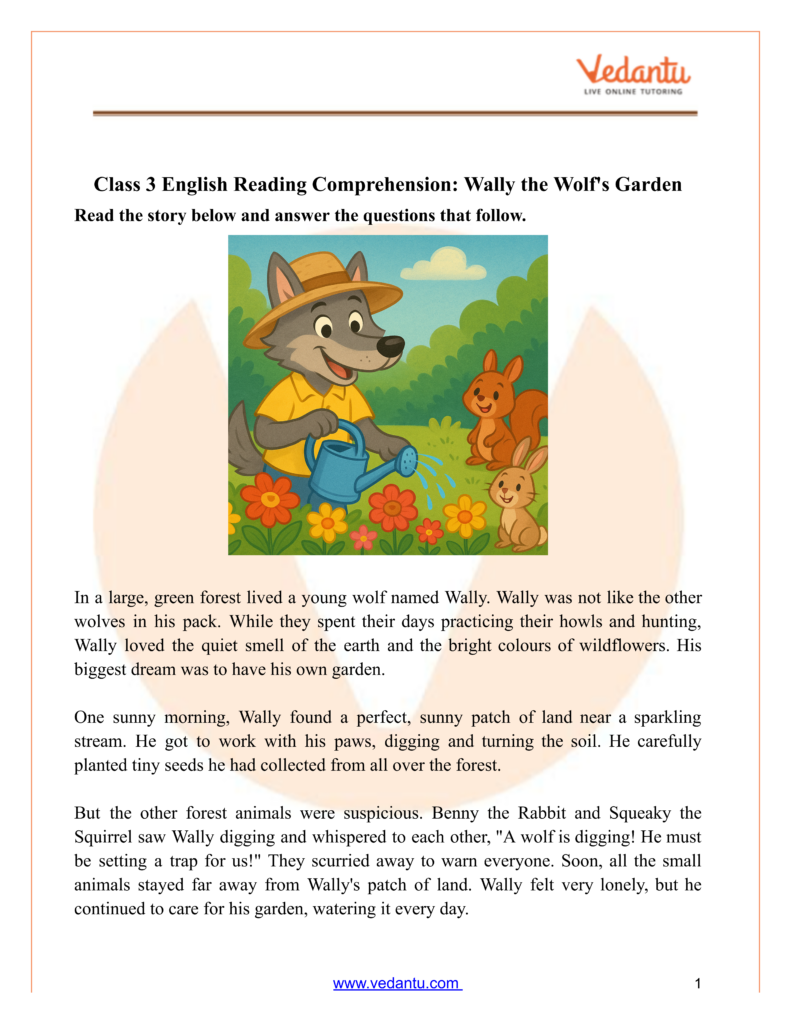 Class 3 Reading Comprehension Childrens Stories Will The Wolf