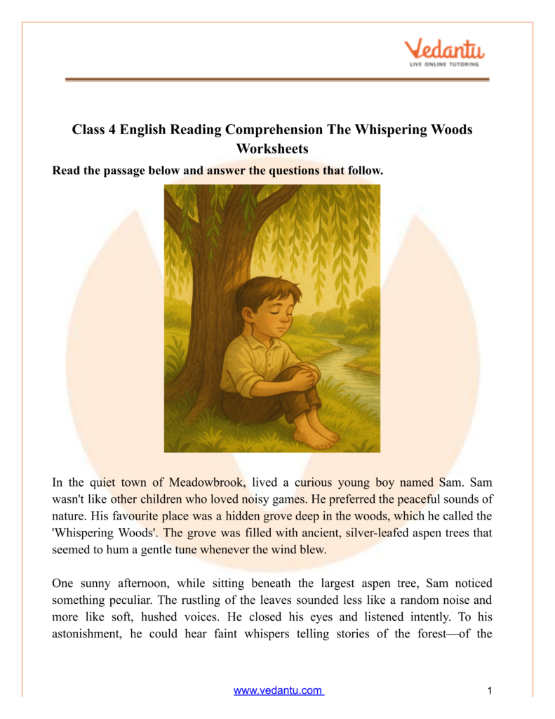 Class 4 Reading Comprehension Childrens Stories The Singing Plants