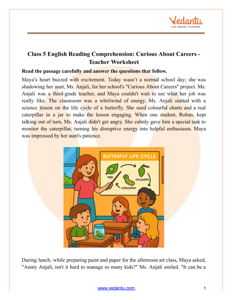 Class 5 Reading Comprehension Childrens Stories Curious About Careers Teacher Class 5 Reading Comprehension Childrens Stories Curious About Careers Teacher