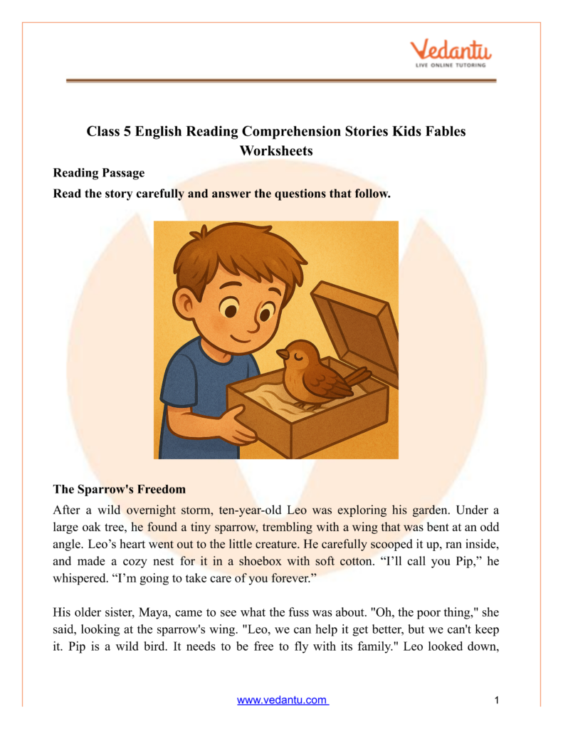 Class 5 Reading Comprehension Stories Kids Fables Susie And Rover