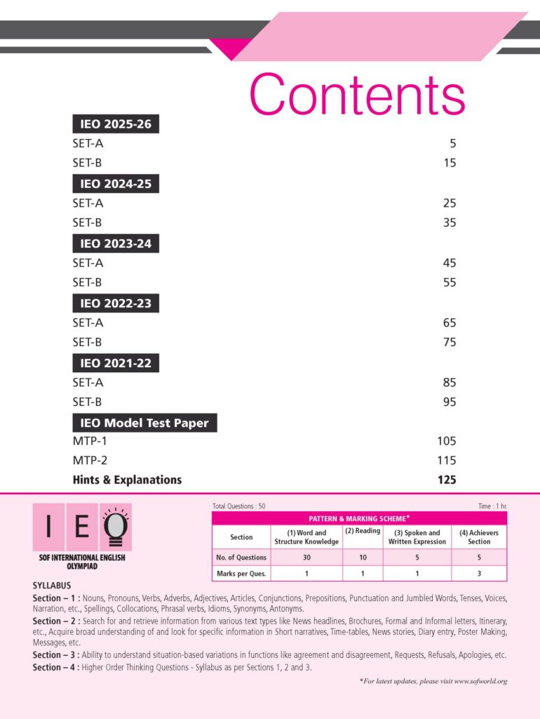 Class 6 English Olympiad Previous 5 Years Papers Class 6 English Olympiad Previous 5 Years Papers