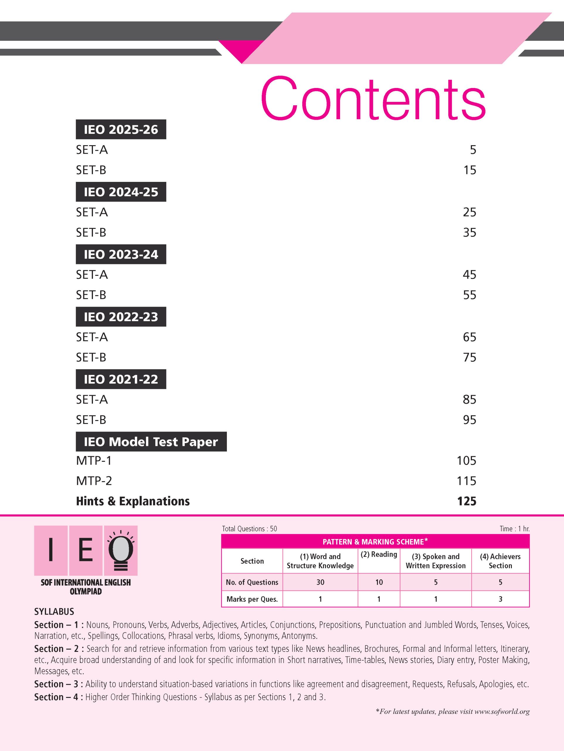 Class 6 English Olympiad Previous 5 Years Papers