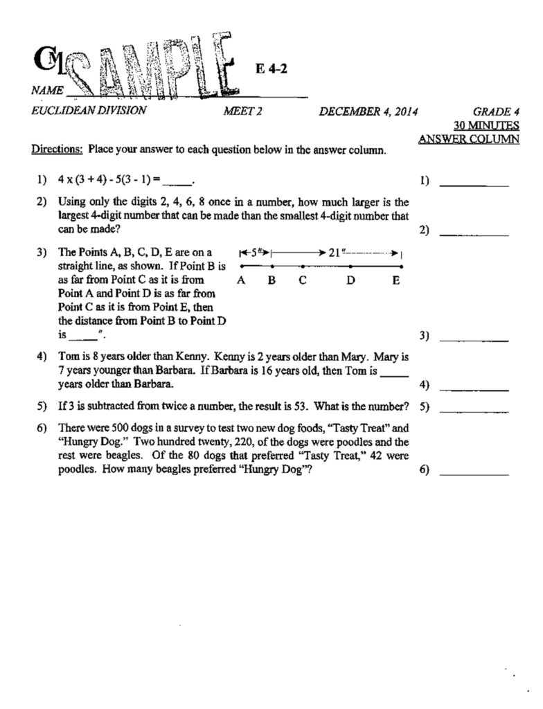 Cml Sample E4 Euclidean Division Practice Questions And Answers Cml Sample E4 Euclidean Division Practice Questions And Answers