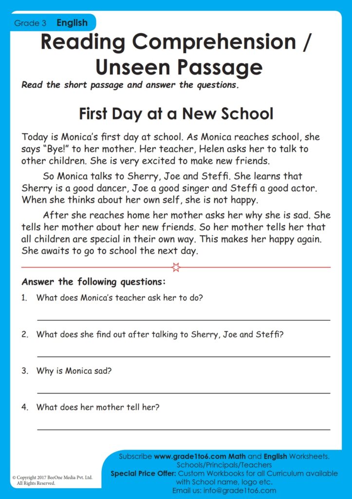 Comprehension Grade 3