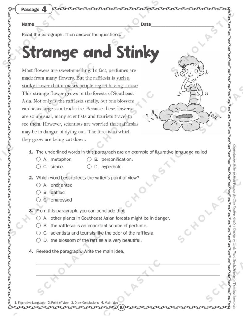 Comprehension Skills 40 Short Passages For Close Reading Grade 6 9780545460576 Comprehension Skills 40 Short Passages For Close Reading Grade 6 9780545460576