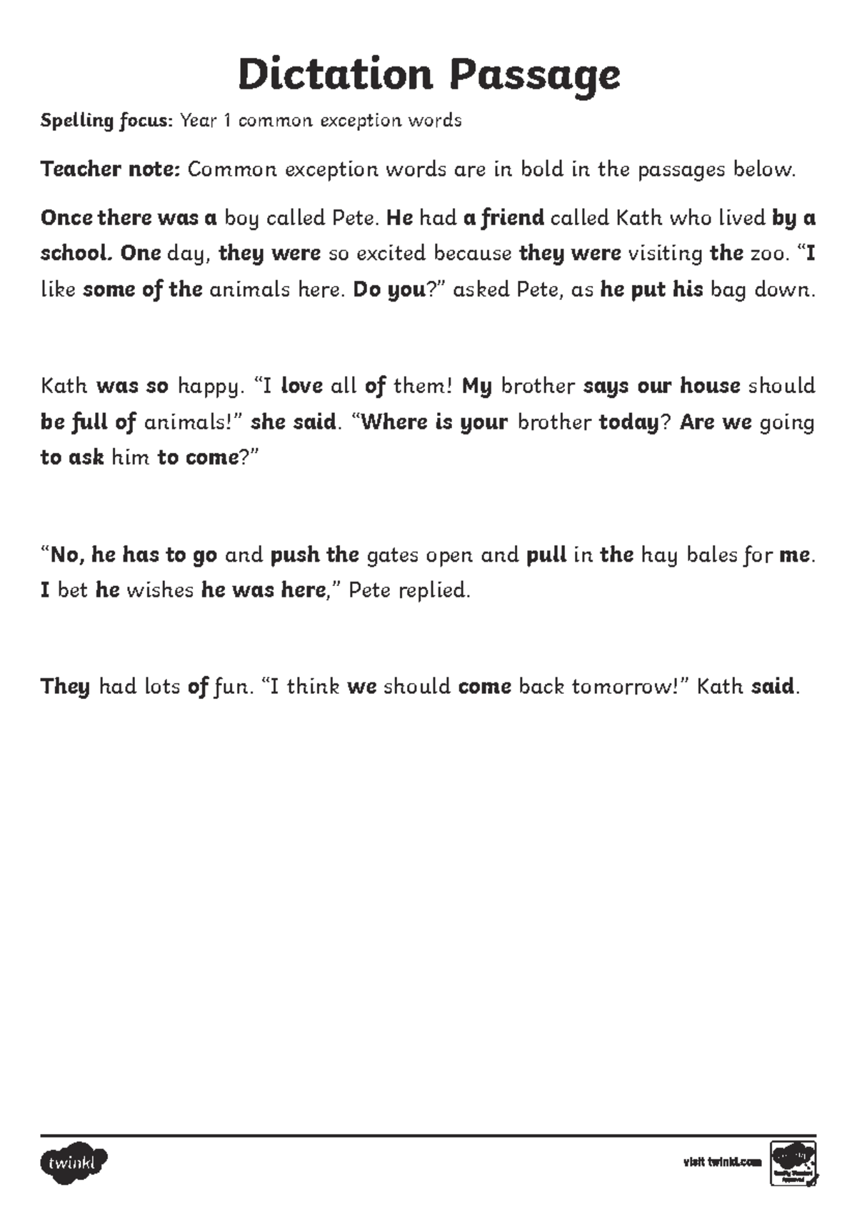Dictation Passage Trf