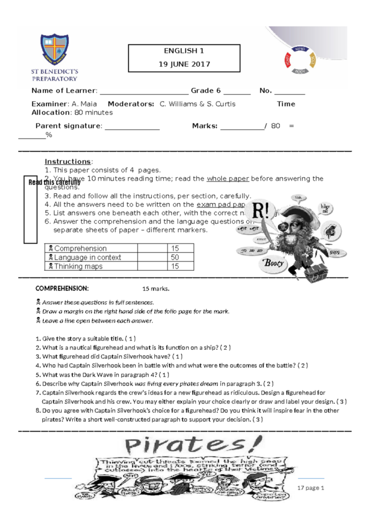 English 1 Exam June 2017 Grade 6 Ieb Caps Curriculum English 1 Exam June 2017 Grade 6 Ieb Caps Curriculum