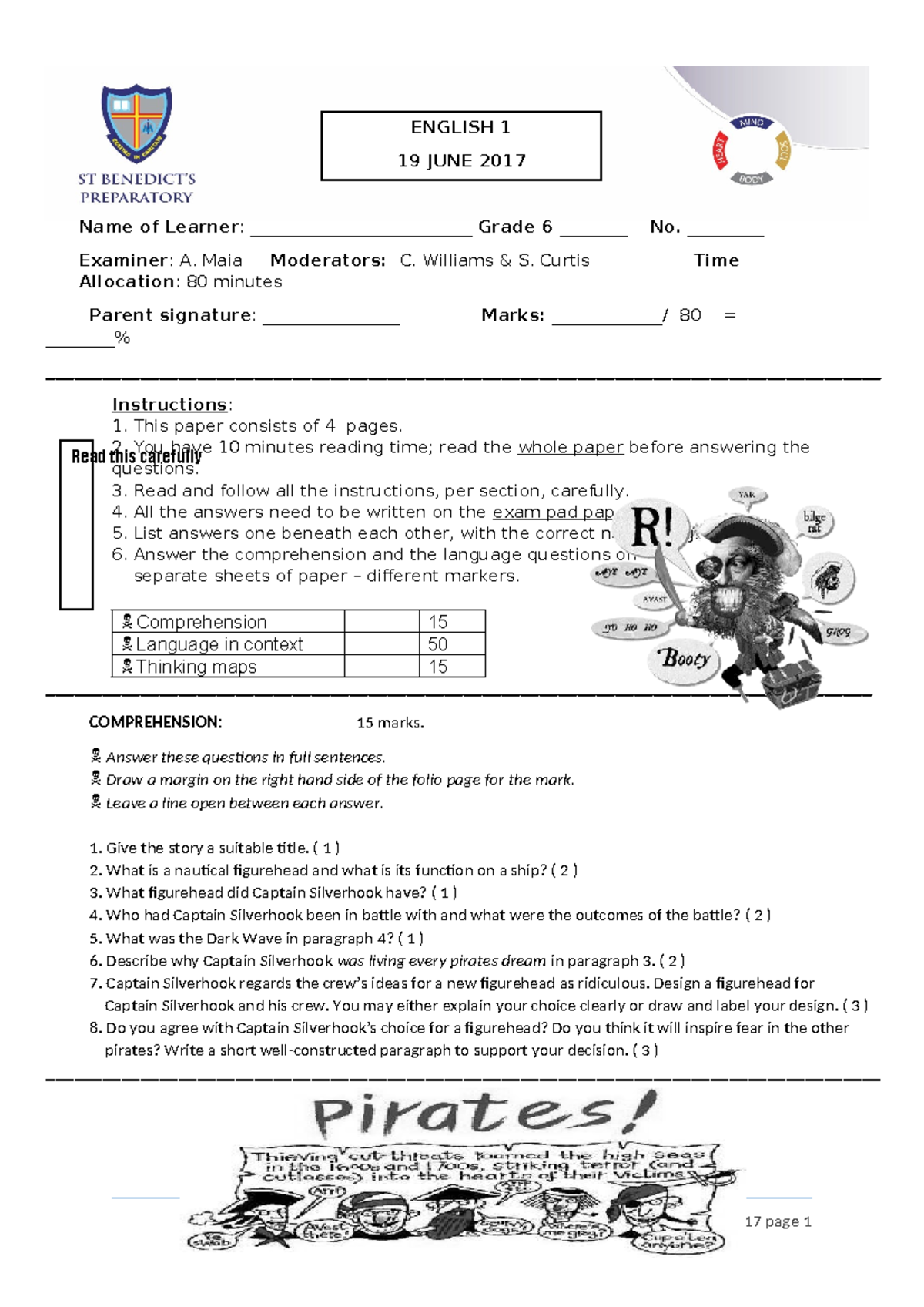 English 1 Exam June 2017 Grade 6 Ieb Caps Curriculum