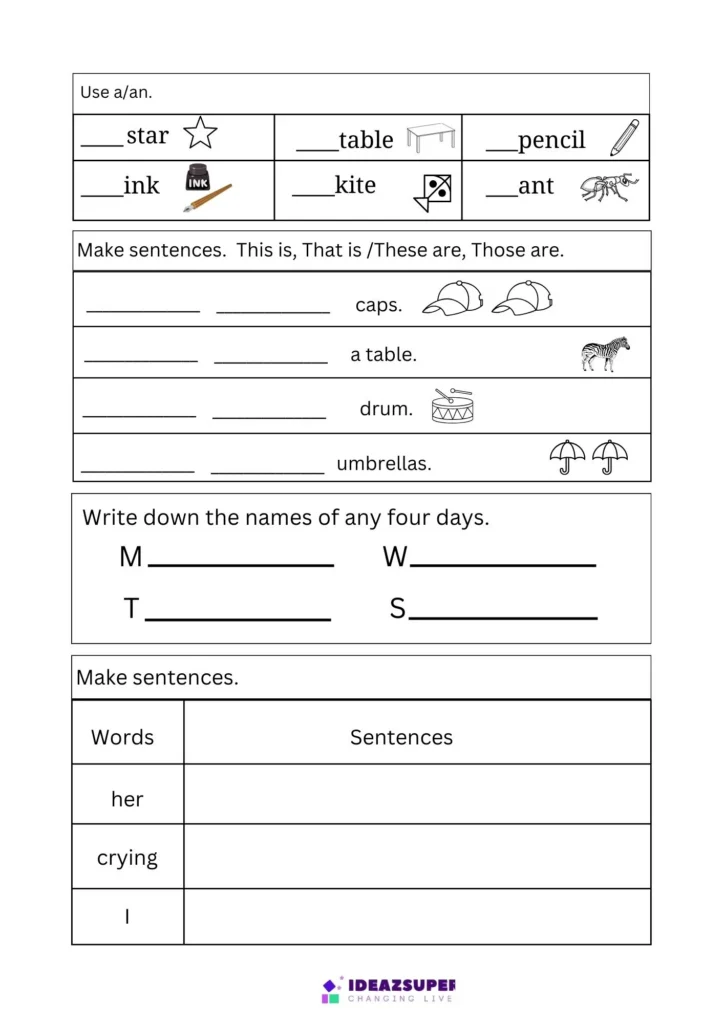 English Assessment Age 5 6 Printable Test 2