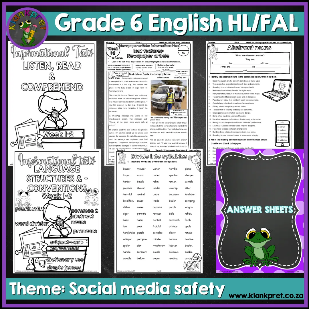 English Comprehensive Workbook 1 Grade 6 Home Language Or First Additional Term 1 Week 1 2 2025