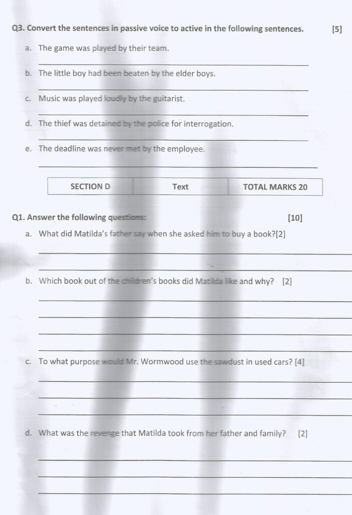 English Past Paper Grade 6 English Past Paper Grade 6
