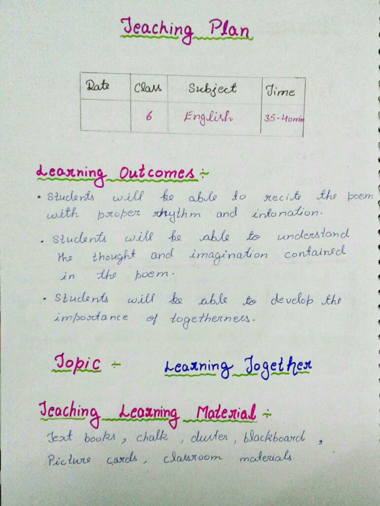 English Teaching Plan For Class 6 English Teaching Plan For Class 6