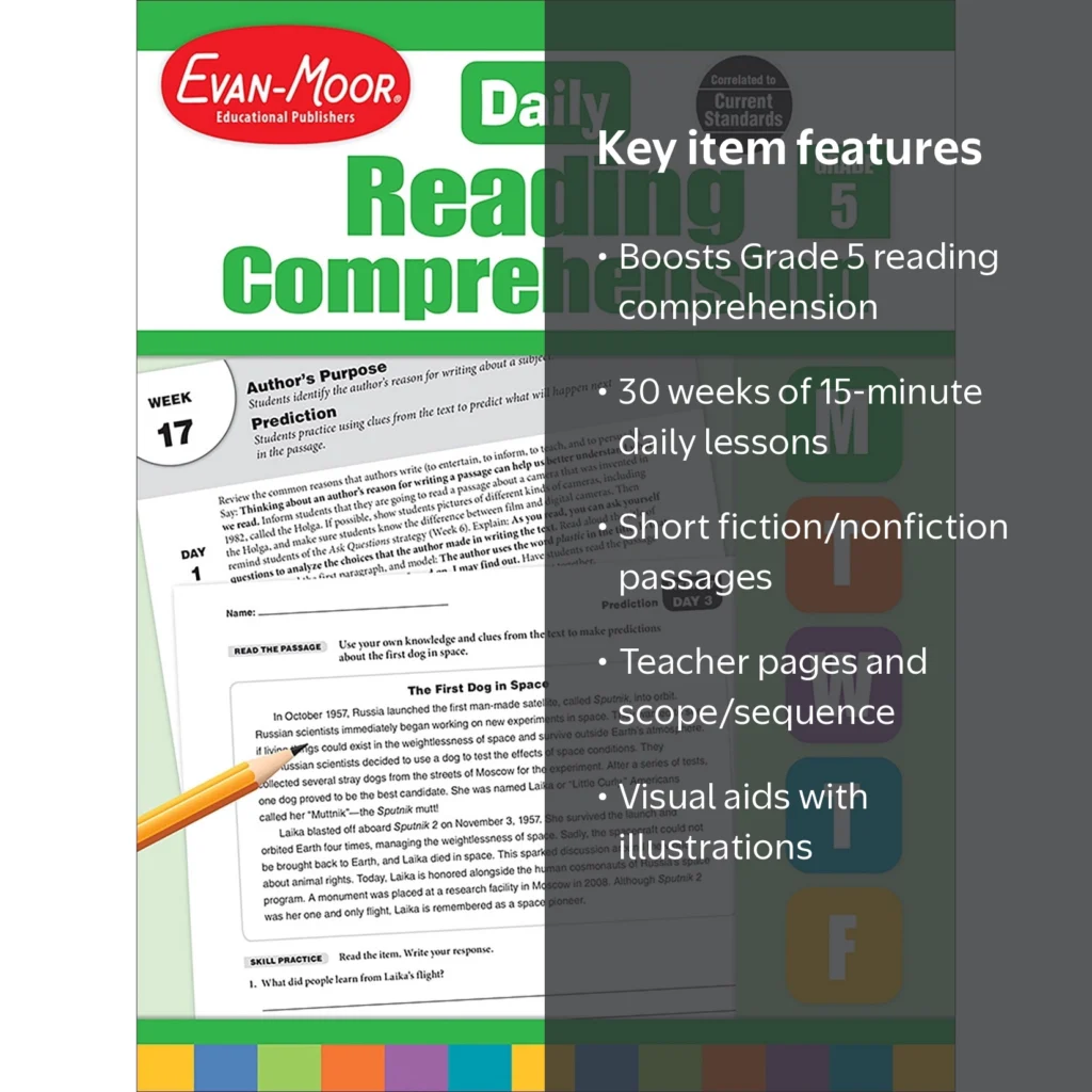 Evan Moor Daily Reading Comprehension Grade 5 Teaching Edition 9781629384788 Evan Moor Daily Reading Comprehension Grade 5 Teaching Edition 9781629384788