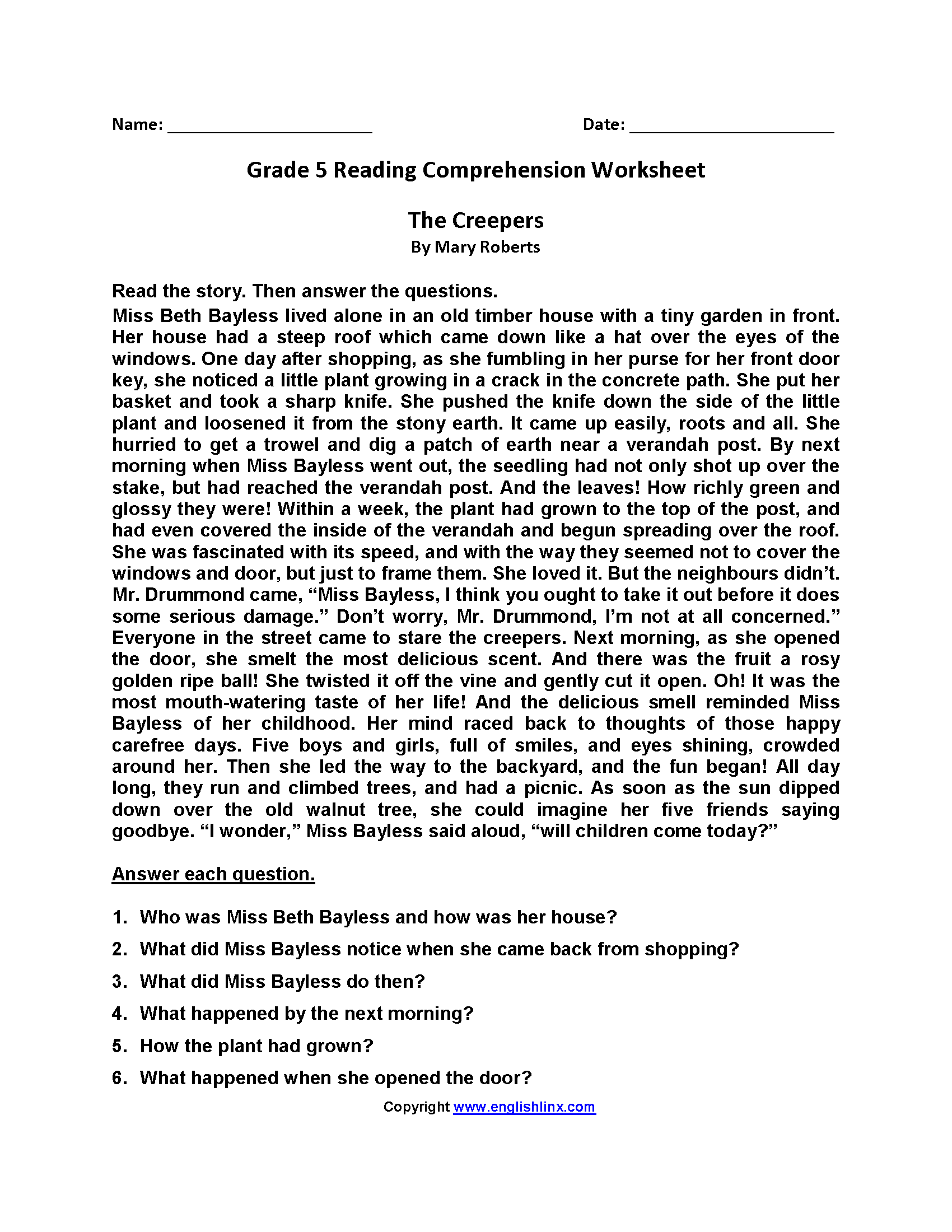 Fifth Grade Reading