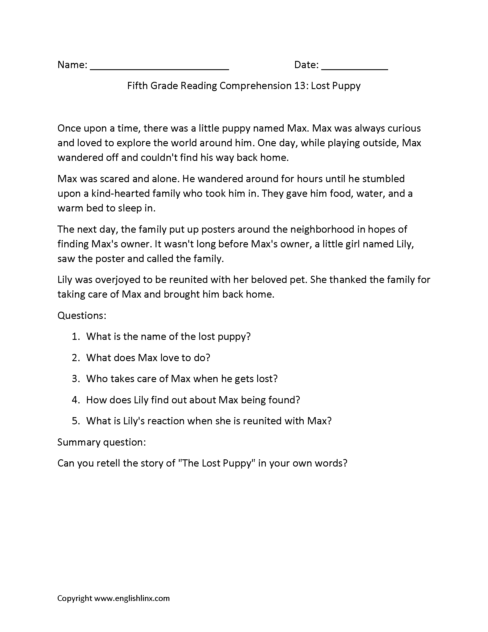 Fifth Grade Reading