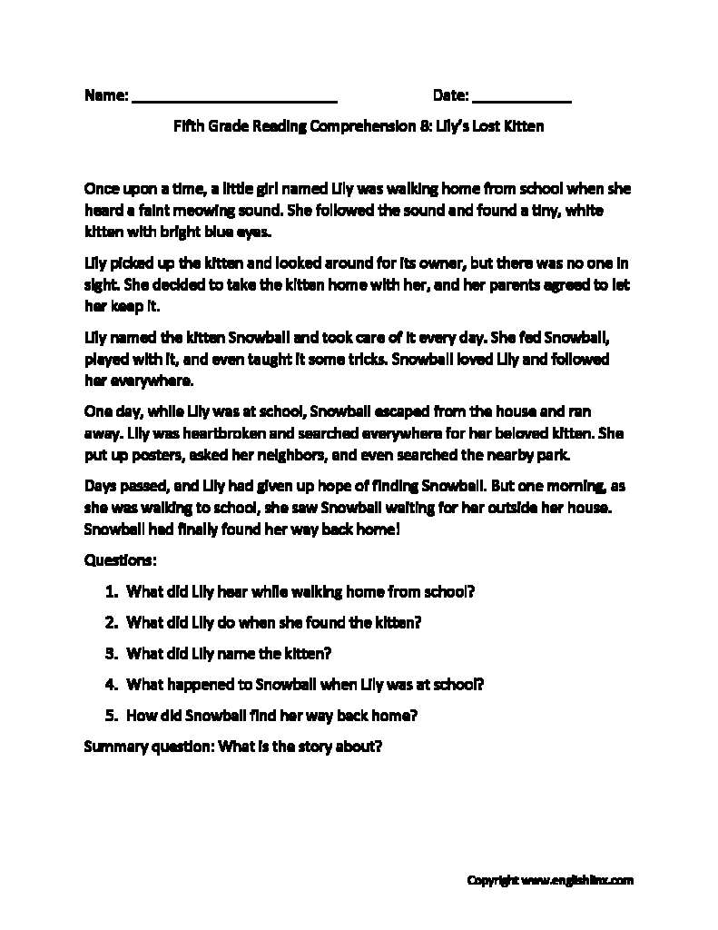 Fifth Grade Reading