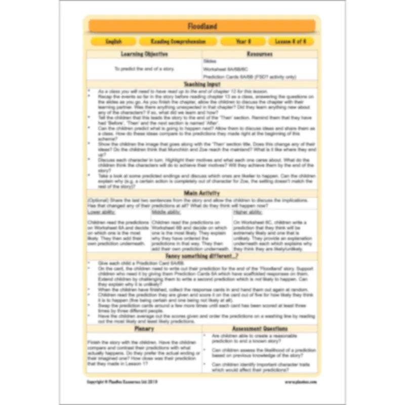 Floodland Reading Comprehension Ks2 Floodland Reading Comprehension Ks2