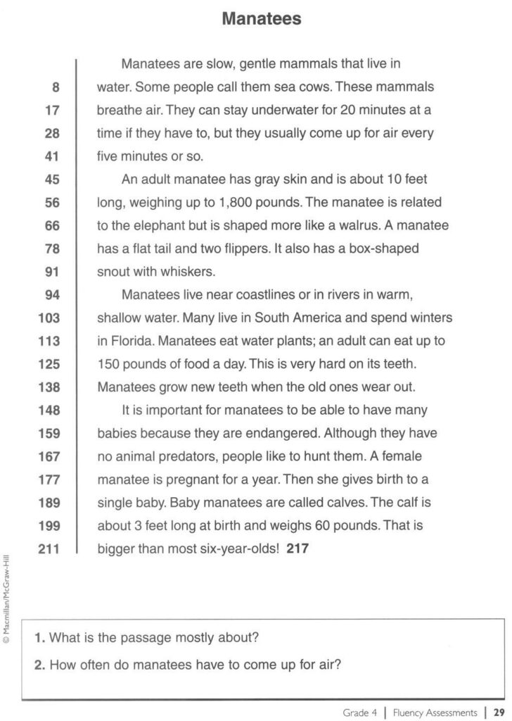 Fluency Passages For 6th 12th Grade Fluency Passages For 6th 12th Grade