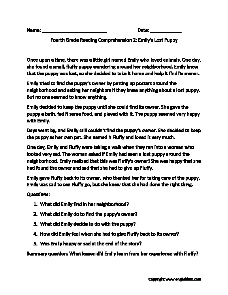 Fourth Grade Reading