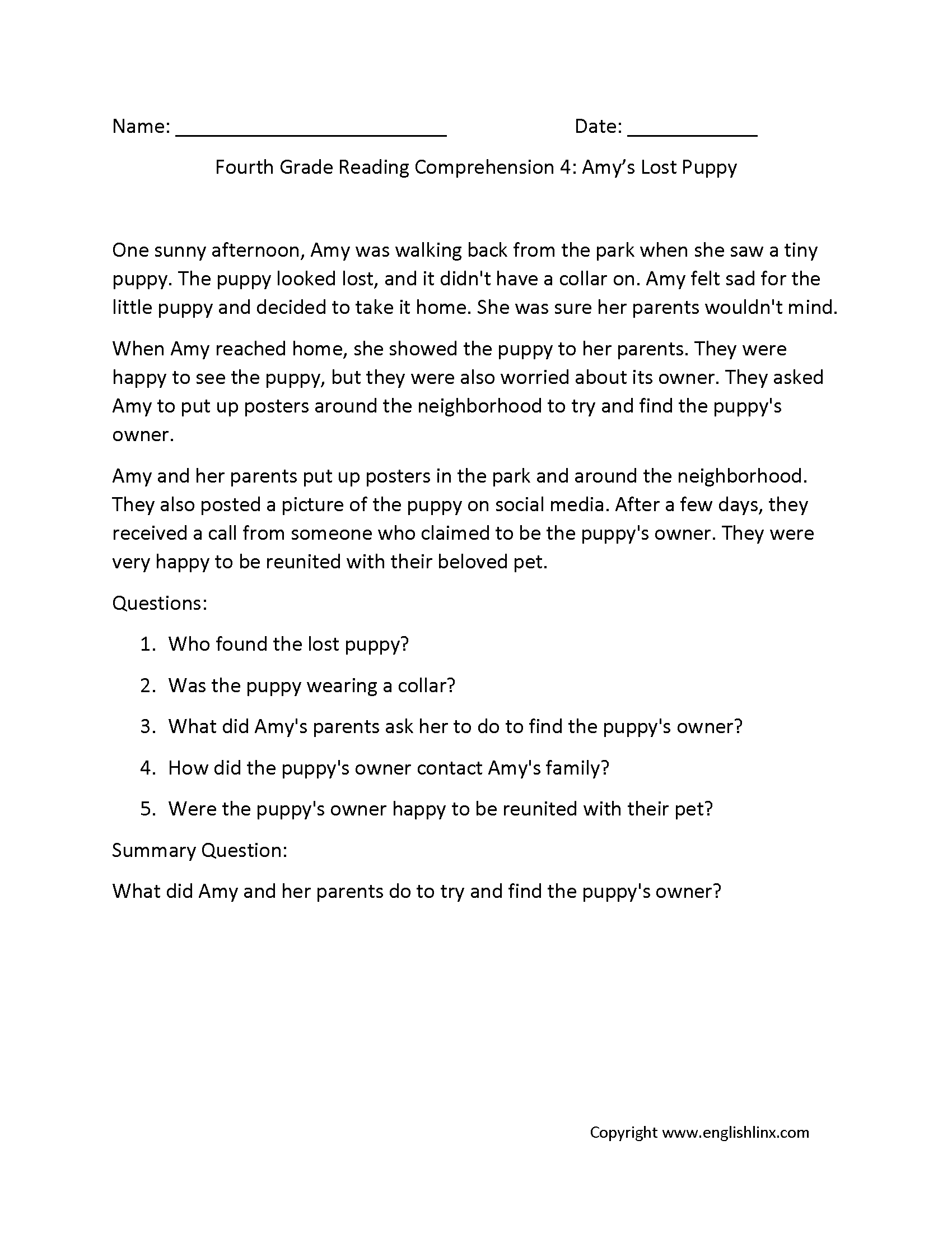 Fourth Grade Reading