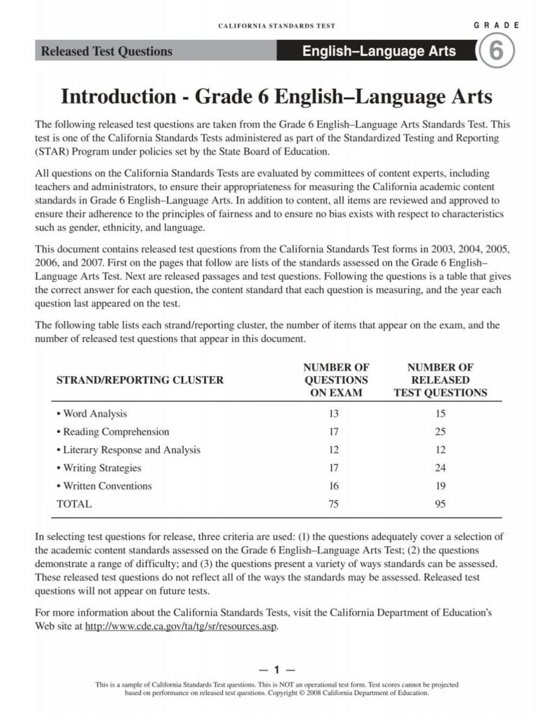 Grade 6 English Language Arts California Department Of Education Grade 6 English Language Arts California Department Of Education