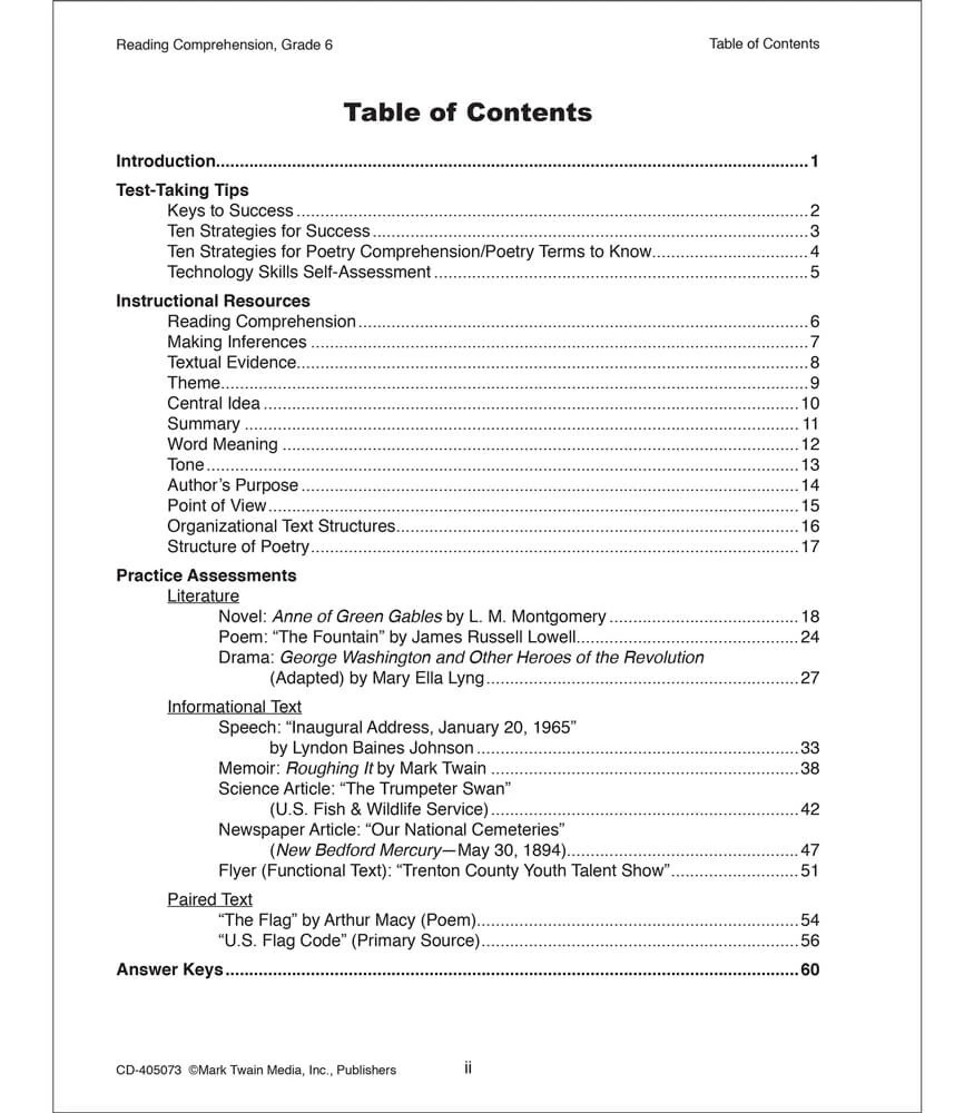 Grade 6 Reading Comprehension Resource Book
