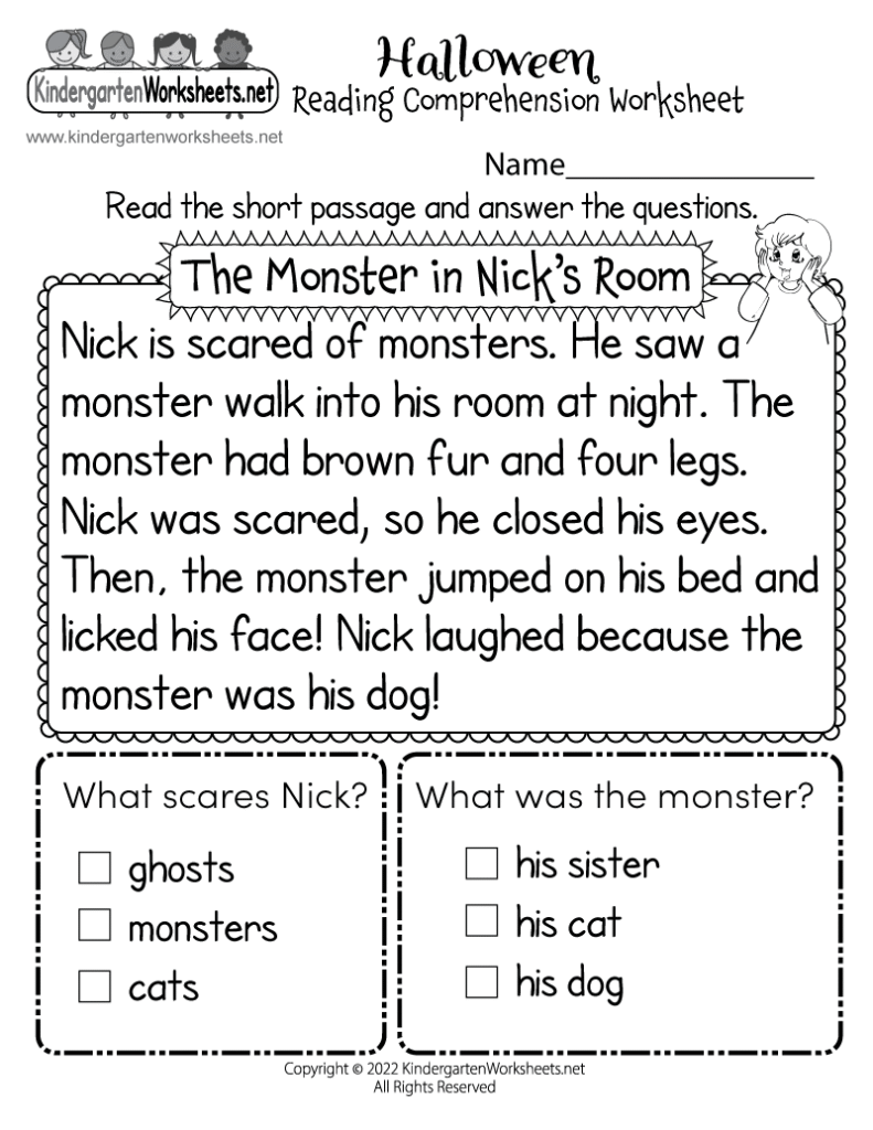 Halloween Reading Worksheet Printable Halloween Reading Worksheet Printable
