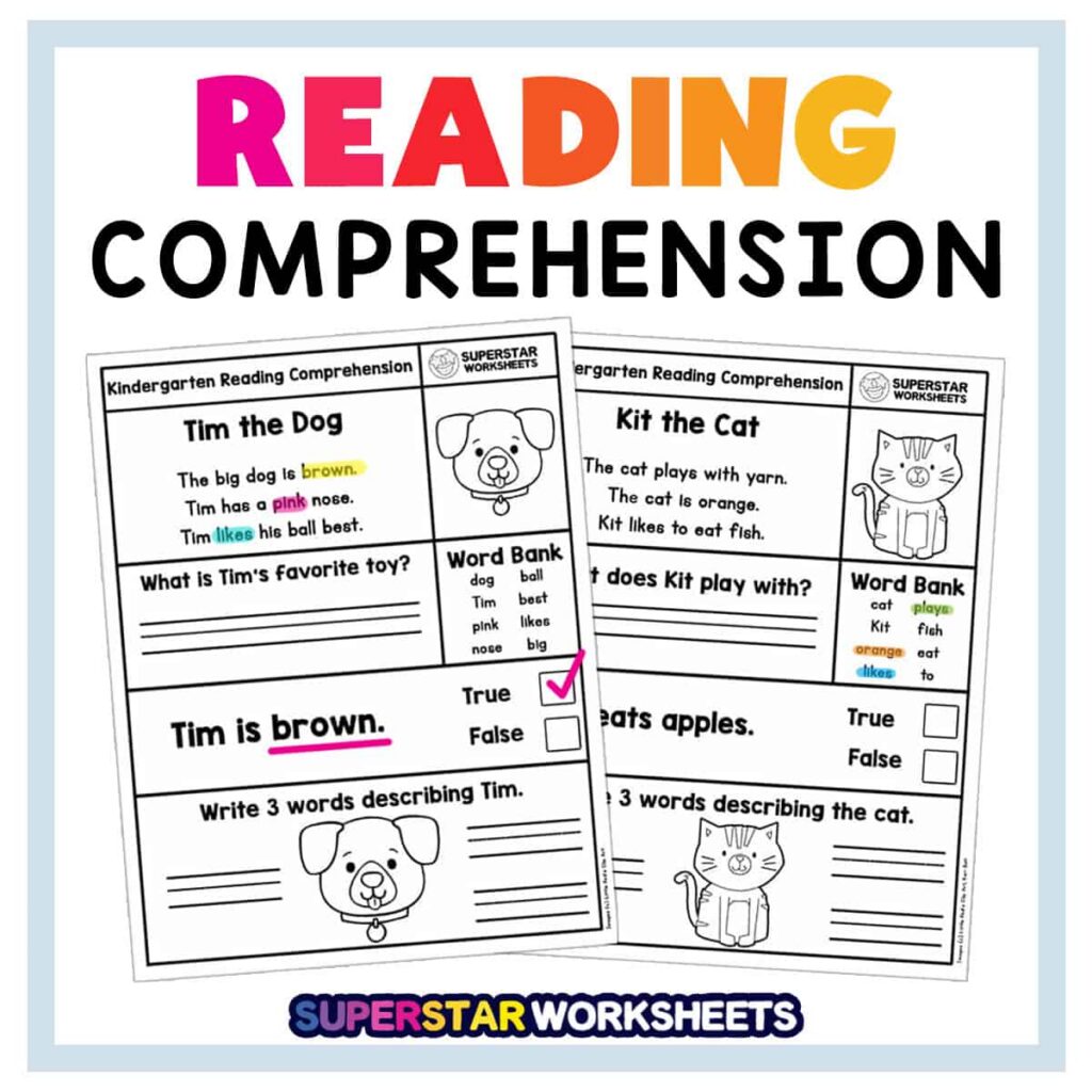 Kindergarten Reading Comprehension Worksheets