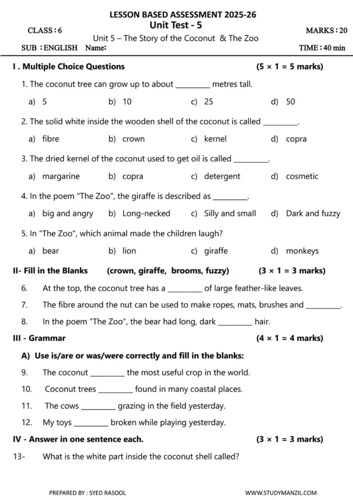 Lba Class 6 English Third Language Test Papers Lba Class 6 English Third Language Test Papers