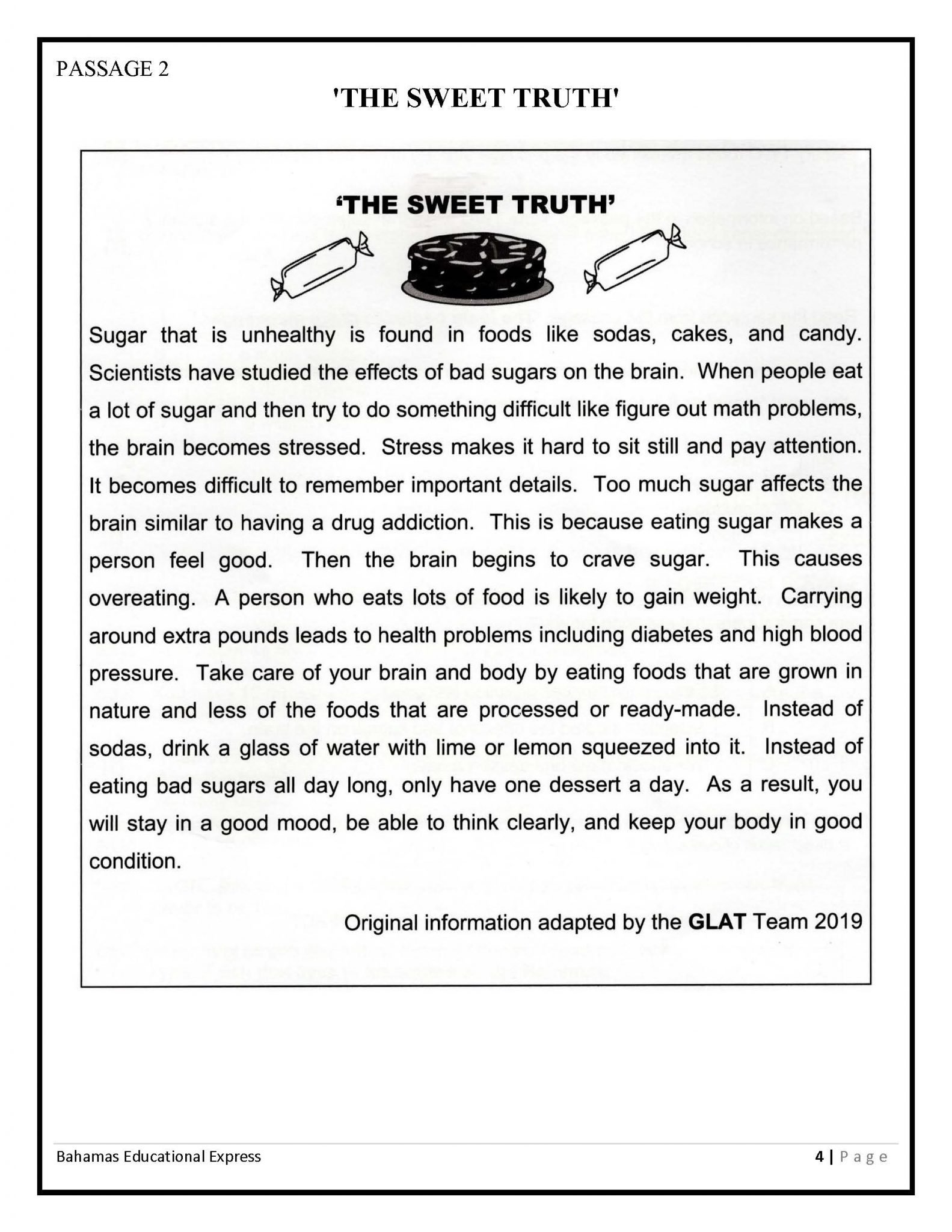 Listening Comprehension Glat Grade 6 2019