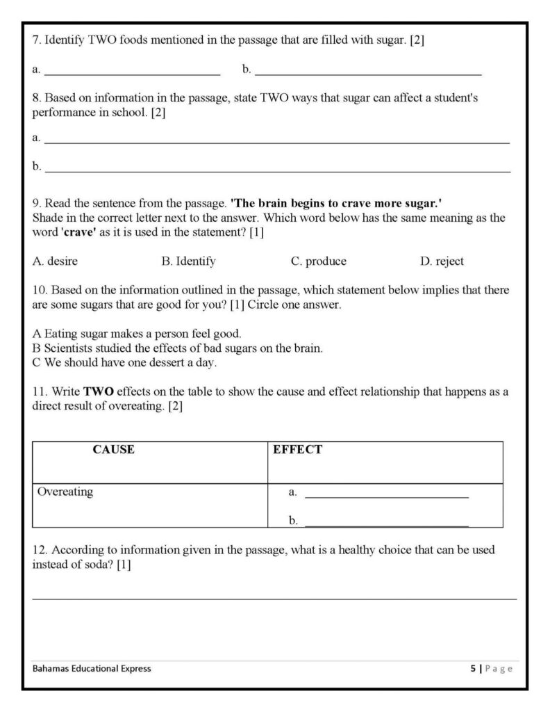 Listening Comprehension Glat Grade 6 2019