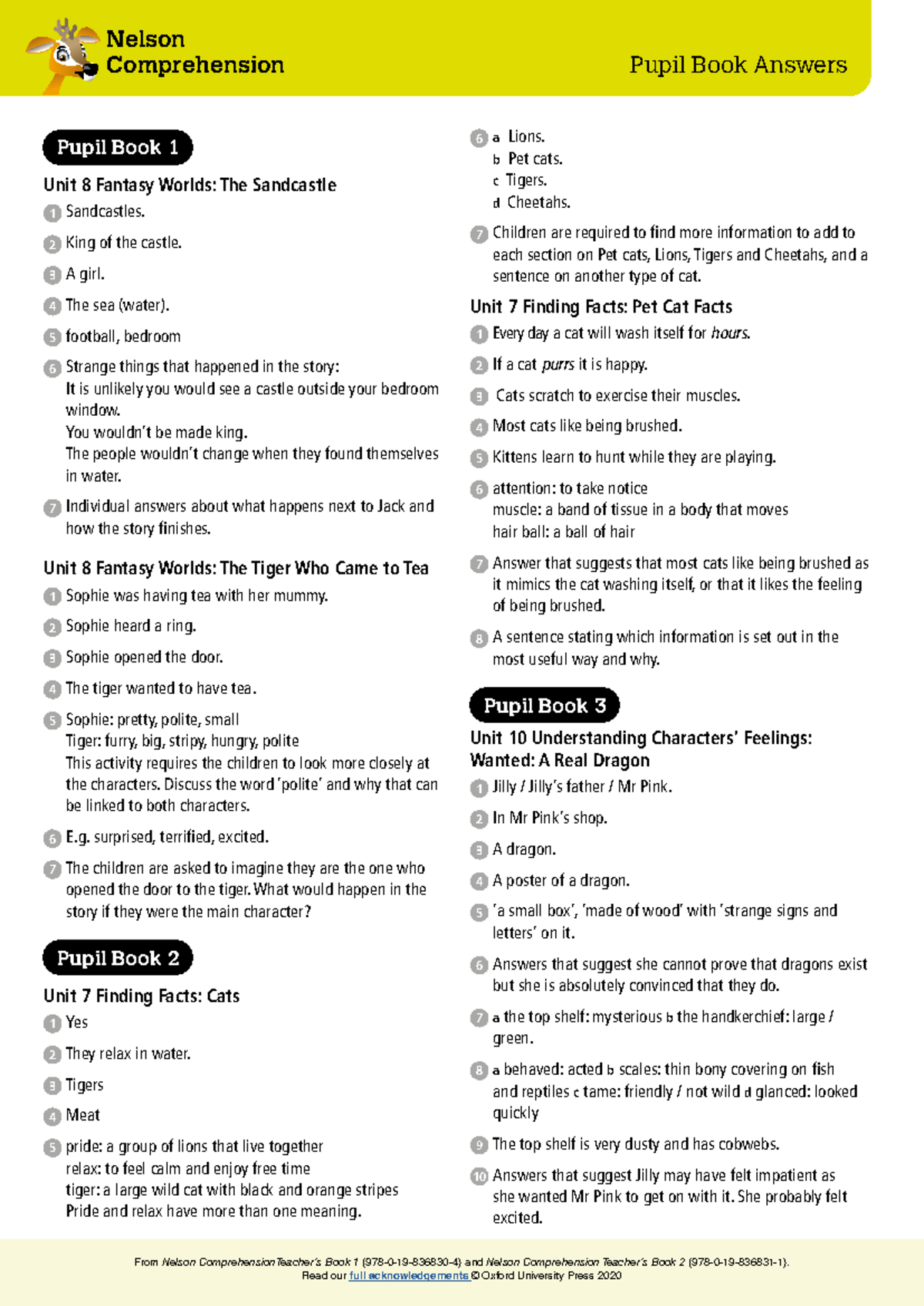 Nelson Comprehension Answers