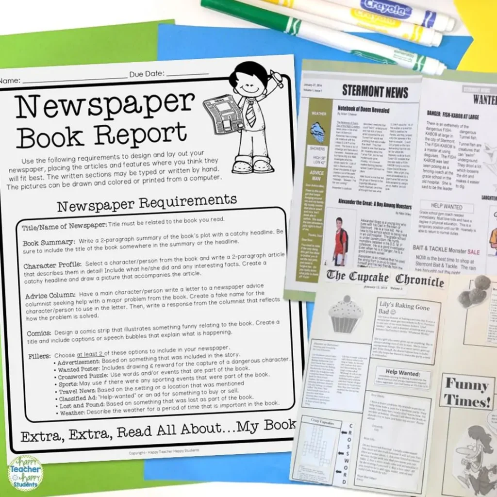 Newspaper Book Report Template Fiction Newspaper Book Report Template Fiction