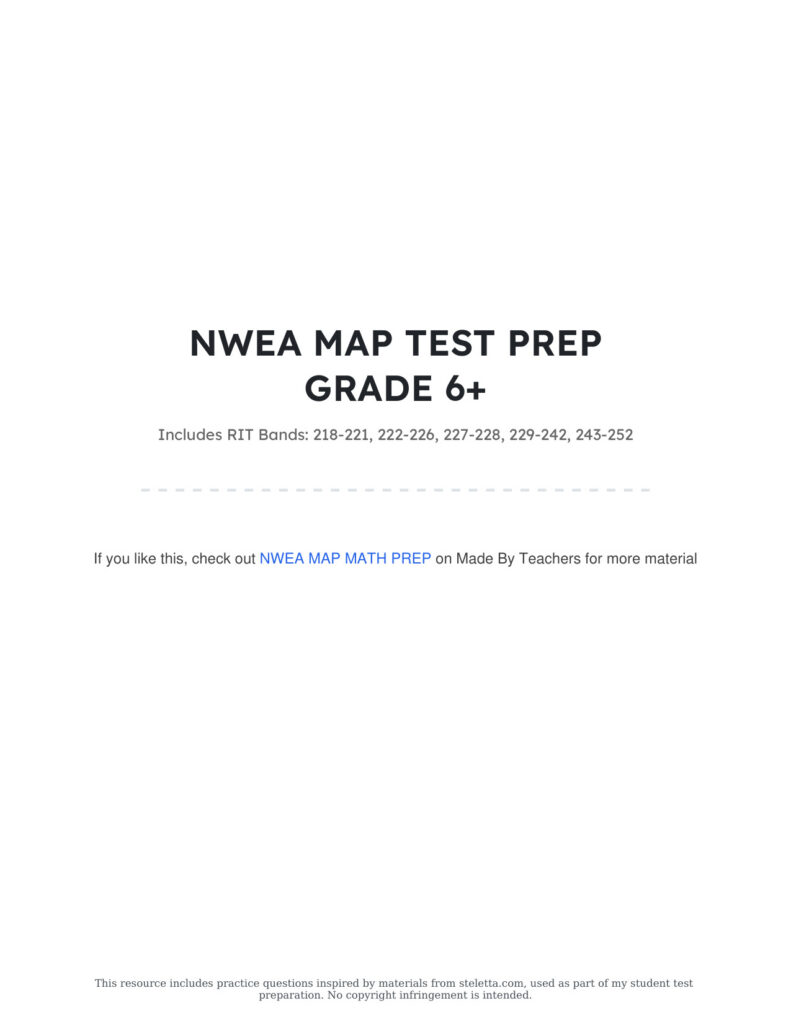 Nwea Map Math Test Prep Grade 6 8 Rit 218 221 222 226 227 242 243 252