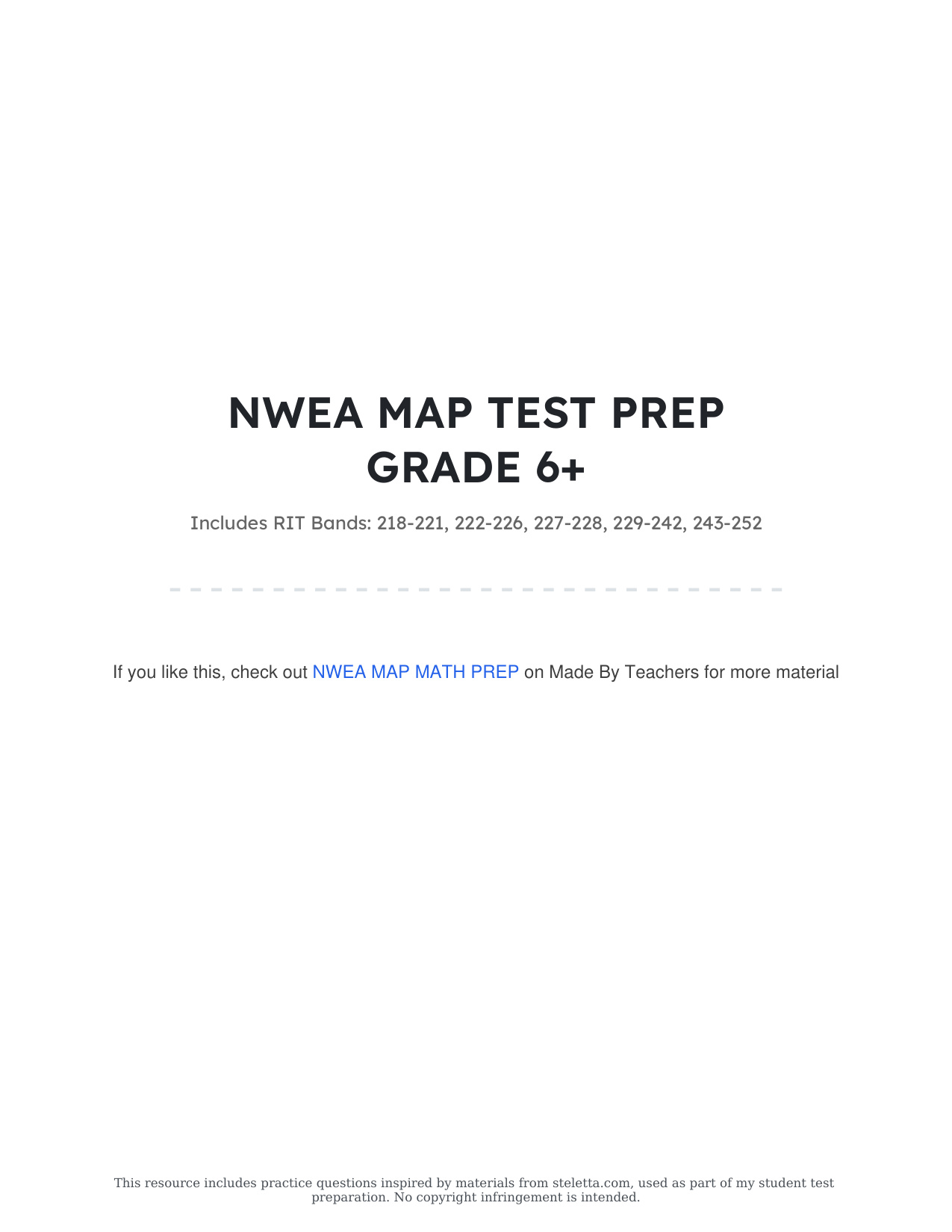 Nwea Map Math Test Prep Grade 6 8 Rit 218 221 222 226 227 242 243 252
