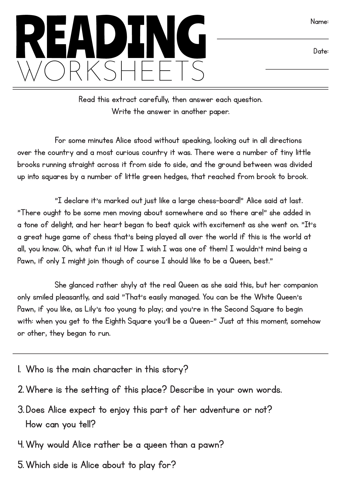 Post 5th Grade Reading Comprehension Worksheets 55122