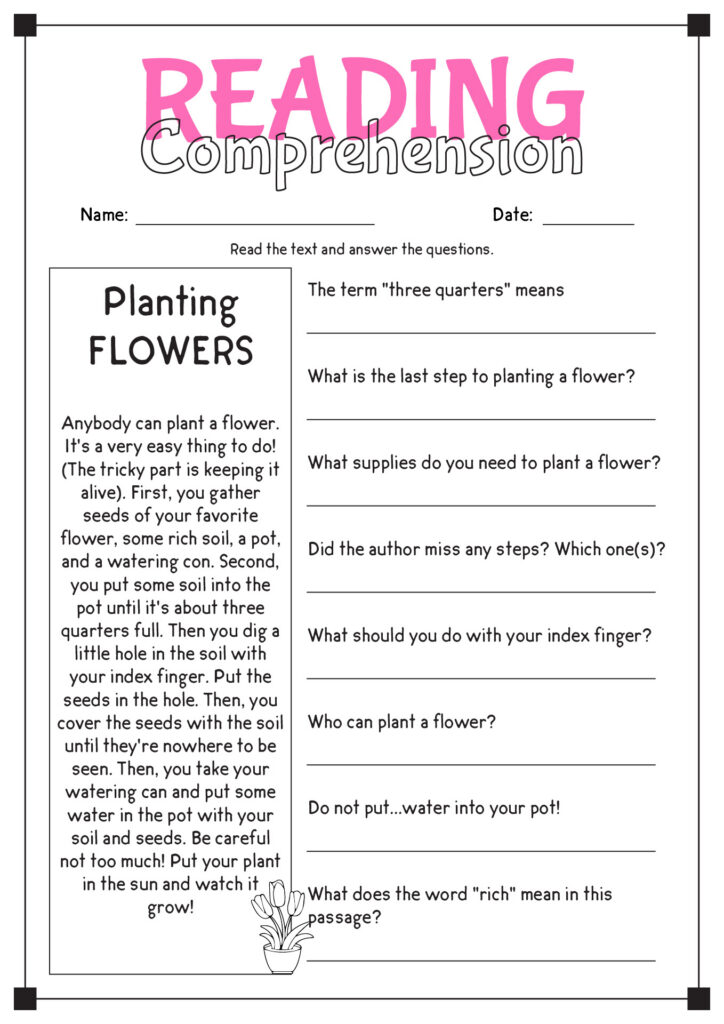 Post Comprehension Reading English Worksheets 24337