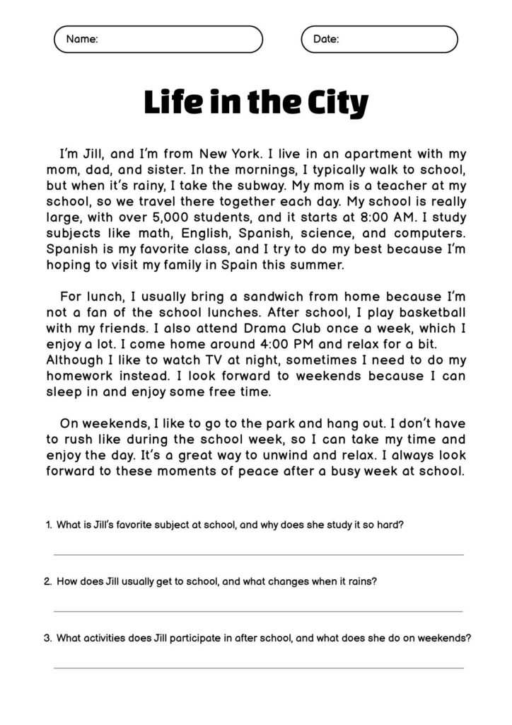 Post Printable 9th Grade Reading Comprehension Worksheets 210655
