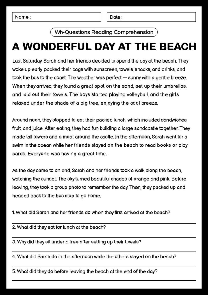 Post Wh Questions Reading Comprehension Worksheets 680730
