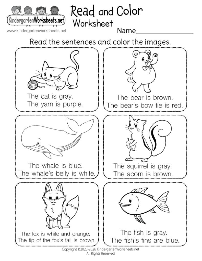 Printable Kindergarten Reading Worksheet Printable Kindergarten Reading Worksheet