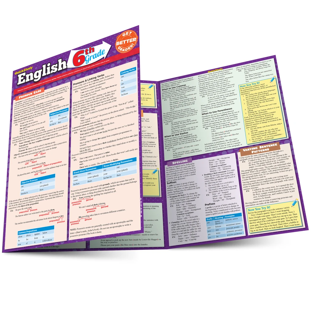 Quickstudy English 6th Grade Laminated Study Guide 9781423224990 Quickstudy English 6th Grade Laminated Study Guide 9781423224990